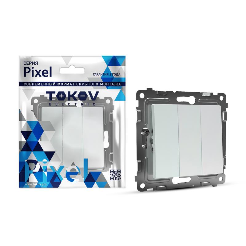 1792290.jpg Выключатель 3-кл. СП Pixel 10А IP20 механизм перламутр. TOKOV ELECTRIC TKE-PX-V3-C04 — изображение 1