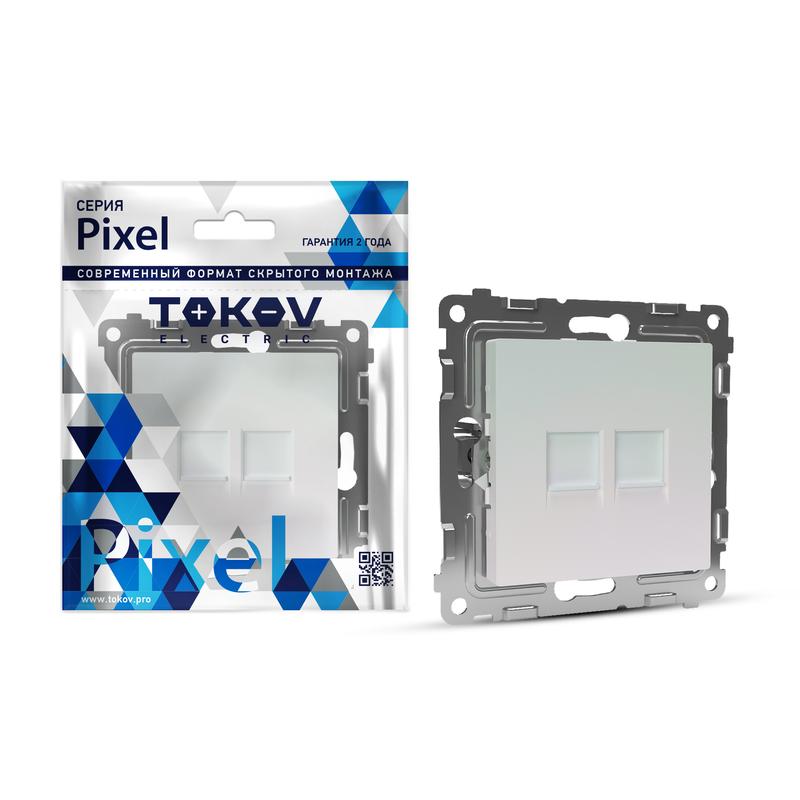 1792311.jpg Розетка компьютерная 2-м СП Pixel RJ45 кат.5E механизм перламутр. TOKOV ELECTRIC TKE-PX-RC2-C04 — изображение 1