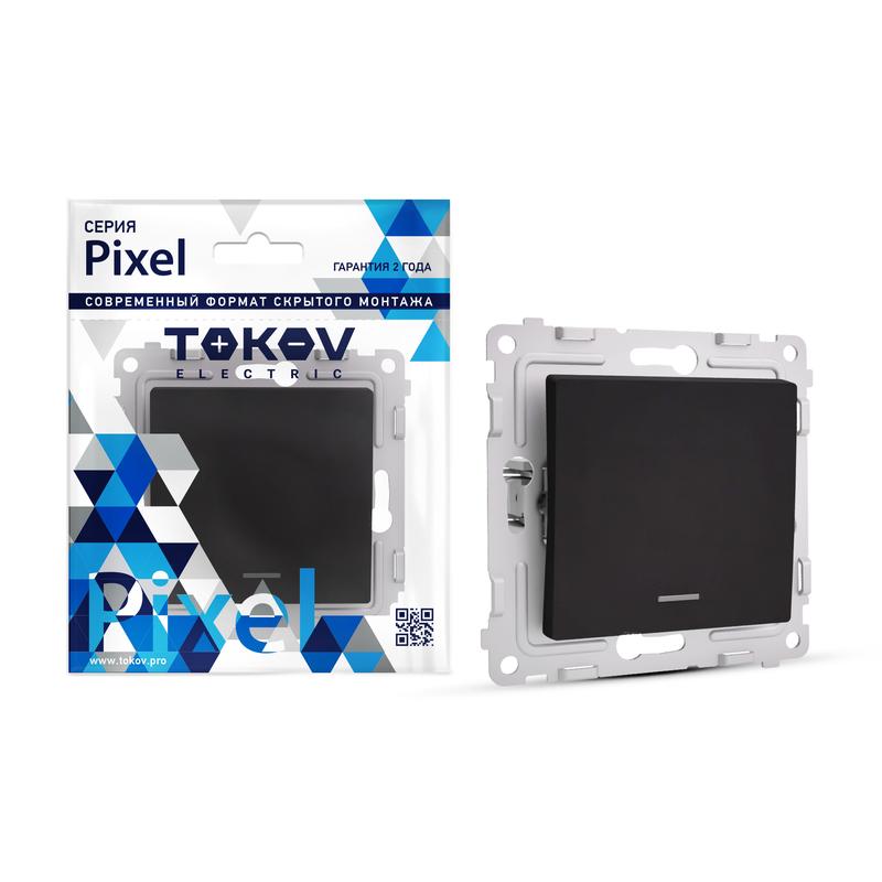 1792315.jpg Выключатель 1-кл. СП Pixel 10А IP20 с индикатором механизм карбон TOKOV ELECTRIC TKE-PX-V1I-C14 — изображение 1