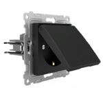 Розетка 1-м СП Pixel 16А IP20 с заземл. защ. шторки с крышкой механизм карбон TOKOV ELECTRIC TKE-PX-R1ZSW1-C14 — изображение 4