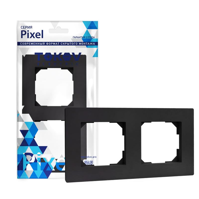 1792336.jpg Рамка 2-м Pixel универс. карбон TOKOV ELECTRIC TKE-PX-RM2-C14 — изображение 1