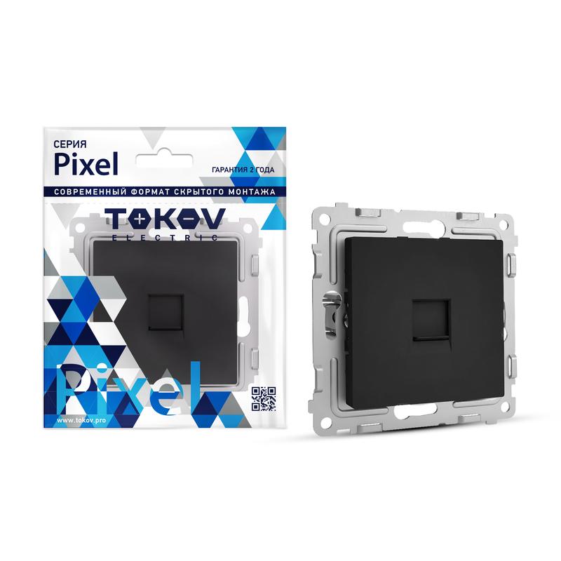 1792339.jpg Розетка компьютерная 1-м СП Pixel RJ45 кат.5E механизм карбон TOKOV ELECTRIC TKE-PX-RC1-C14 — изображение 1