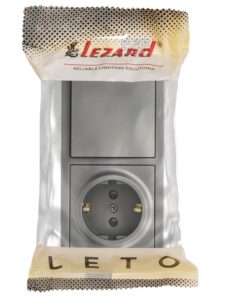 Блок ОП LETO (1-кл. выключатель + 1-м розетка с заземл.) горизонт. платина LEZARD 752-3500-170BAP — изображение 4
