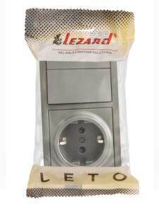 Блок ОП LETO (2-кл. выключатель + 1-м розетка с заземл.) горизонт. платина LEZARD 752-3500-170BKP — изображение 2