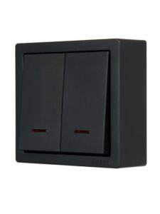 Выключатель 2-кл. ОП LETO 10А IP20 с индикацией черн. бархат LEZARD 752-4200-112 — изображение 2