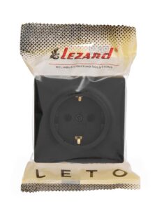 Розетка 1-м ОП LETO с заземл. ПБТ черн. бархат LEZARD 752-4200-122B — изображение 4