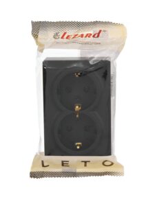 Розетка 2-м ОП LETO с заземл. закрытый корпус ПБТ черн. бархат LEZARD 752-4200-127B — изображение 4