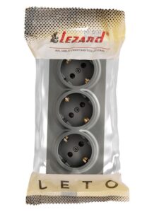 Розетка 3-м ОП LETO с заземл. закрытый корпус ПБТ платина LEZARD 752-3500-127BUP — изображение 4
