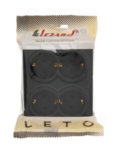 Розетка 4-м ОП LETO с заземл. закрытый корпус ПБТ черн. бархат LEZARD 752-4200-127BDP — изображение 4