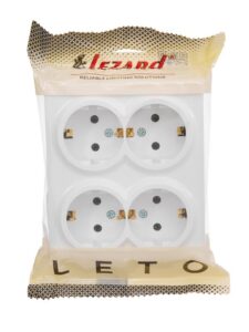 Розетка 4-м ОП LETO с заземл. закрытый корпус ПБТ бел. LEZARD 752-0200-127BDP — изображение 4