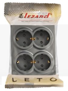 Розетка 4-м ОП LETO с заземл. закрытый корпус ПБТ платина LEZARD 752-3500-127BDP — изображение 4