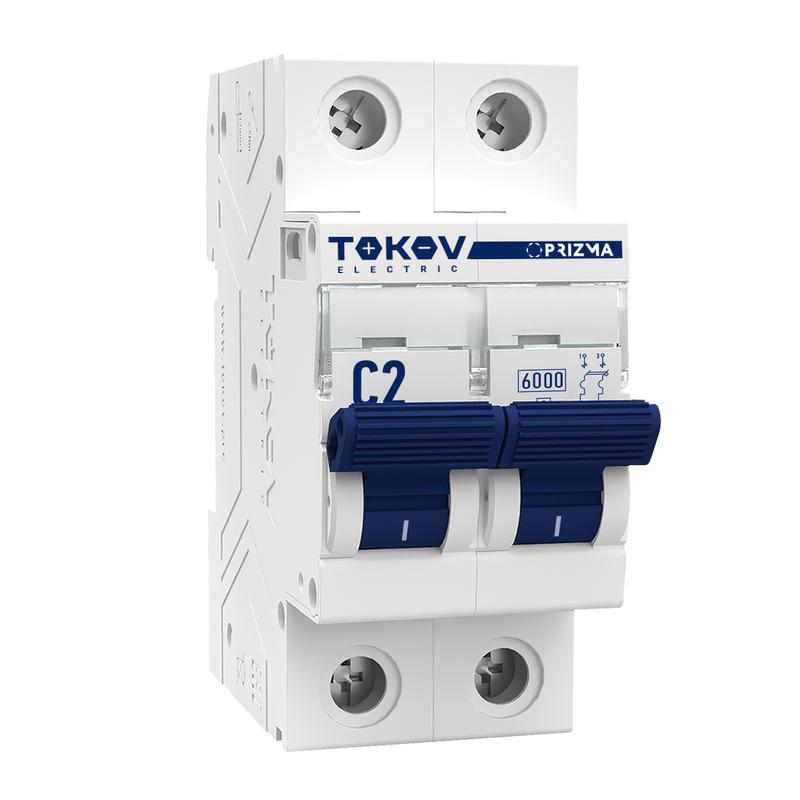 1848374.jpg Выключатель автоматический модульный 2п C 2А 6кА PRIZMA TOKOV ELECTRIC TKE-PZ60-MCBI-2-2-C — изображение 1