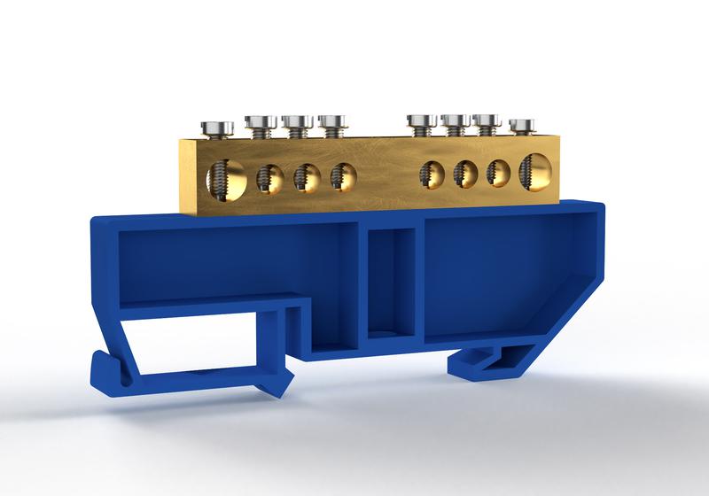1855436.jpg Шина нулевая на DIN-изоляторе 8х12мм 8 отвер. латунь TOKOV ELECTRIC TKE-BCB-812-8-DIN/N — изображение 1