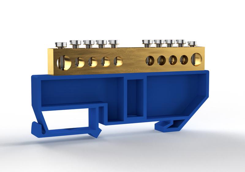 1855437.jpg Шина нулевая на DIN-изоляторе 8х12мм 10 отвер. латунь TOKOV ELECTRIC TKE-BCB-812-10-DIN/N — изображение 1
