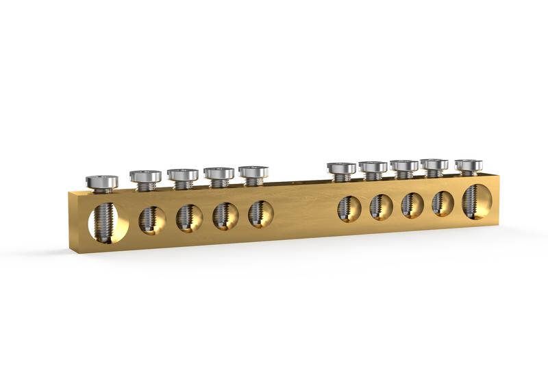 1855446.jpg Шина PEN "земля-ноль" 6х9мм 10 отвер. латунь TOKOV ELECTRIC TKE-BCB-69-10-N/PEN — изображение 1