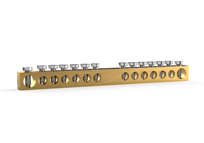 1855448.jpg Шина PEN "земля-ноль" 6х9мм 14 отвер. латунь TOKOV ELECTRIC TKE-BCB-69-14-N/PEN — изображение 1