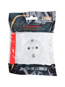 Розетка 1-м СП ZIMA IP20 с заземл. безвинтов. зажим ПБТ механизм бел. LEZARD 704-0288-122BQC — изображение 2