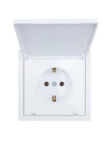 Розетка 1-м СП ZIMA 16А IP20 с заземл. с крышкой ПБТ безвинтов. зажим механизм бел. LEZARD 704-0288-123BQC