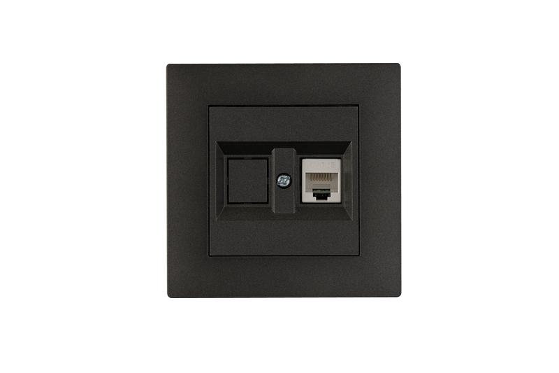 1889526.jpg Розетка компьютерная CAT 5+гнездо Karea RIZZ STAR дым. металлик Makel 88050035 — изображение 1