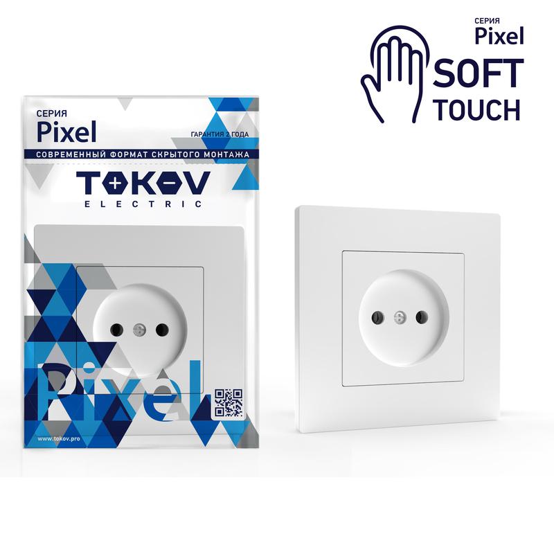 1909861.jpg Розетка 1-м СП Pixel 16А IP20 без заземл. в сборе айс TOKOV ELECTRIC TKE-PX-R1F-C34 — изображение 1