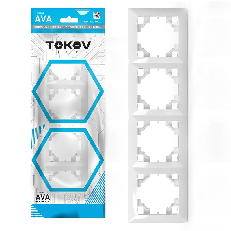 1909896.jpg Рамка 4-м AVA бел. TOKOV ELECTRIC TKL-AV-RM4-C01 — изображение 1