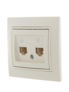 Розетка компьютерная + телефонная 2-м СП Mira RJ45 + RJ11 крем./крем.. LEZARD 701-0303-143 — изображение 3