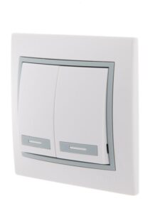 Выключатель 2-кл. СП Mira 10А IP20 с сер. вставкой бел. LEZARD 701-0215-101 — изображение 4