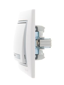 Выключатель 1-кл. СП Mira 10А IP20 с подсветкой с сер. вставкой бел. LEZARD 701-0215-111 — изображение 5