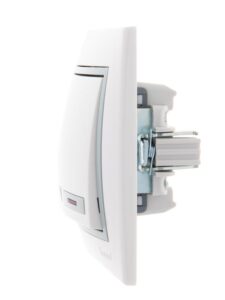 Выключатель 2-кл. СП Mira 10А IP20 с подсветкой с сер. вставкой бел. LEZARD 701-0215-112 — изображение 5