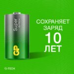 Элемент питания алкалиновый D/LR20 1.5В Super Alkaline G-Tech 13AA21-2CRSBC2 20/160 (блист.2шт) GP 1225 — изображение 4