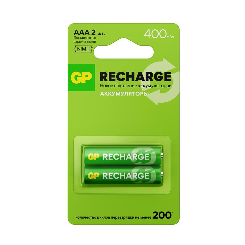 1976765.jpg Аккумулятор AAA/HR03 RECHARGE 1.2В 400мА.ч 40AAAHCV-2CRSBC2 16/96 (блист.2шт) GP 20250 — изображение 1