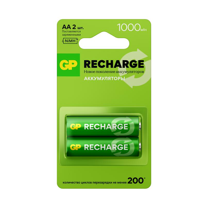 1976766.jpg Аккумулятор AA/HR6 RECHARGE 1.2В 1000мА.ч 100AAHCV-2CRSBC2 16/96 (блист.2шт) GP 20252 — изображение 1