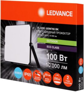 Прожектор светодиодный СДО FL ECO 100W 765 G4 уличный матов. стекло алюм. черн. LEDVANCE 4099854400179 — изображение 2
