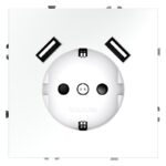 Розетка 1-м СП S70 16А с USB A+A с заземл. защ. шторки механизм бел. матов. Voltum VLS040402