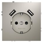 Розетка 1-м СП S70 16А с USB A+A с заземл. защ. шторки механизм кашемир Voltum VLS040403