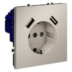 Розетка 1-м СП S70 16А с USB A+A с заземл. защ. шторки механизм кашемир Voltum VLS040403 — изображение 2