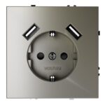 Розетка 1-м СП S70 16А с USB A+A с заземл. защ. шторки механизм шелк Voltum VLS040404