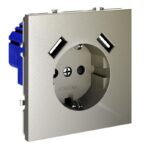 Розетка 1-м СП S70 16А с USB A+A с заземл. защ. шторки механизм шелк Voltum VLS040404 — изображение 2