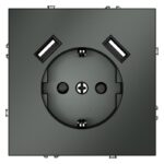 Розетка 1-м СП S70 16А с USB A+A с заземл. защ. шторки механизм титан Voltum VLS040406