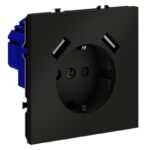 Розетка 1-м СП S70 16А с USB A+A с заземл. защ. шторки механизм черн. матов. Voltum VLS040408 — изображение 7