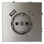 Розетка 1-м СП S70 16А с USB A+С с заземл. защ. шторки механизм шелк Voltum VLS040504