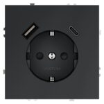 Розетка 1-м СП S70 16А с USB A+С с заземл. защ. шторки механизм графит Voltum VLS040507