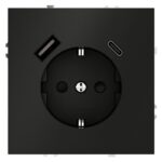 Розетка 1-м СП S70 16А с USB A+С с заземл. защ. шторки механизм черн. матов. Voltum VLS040508