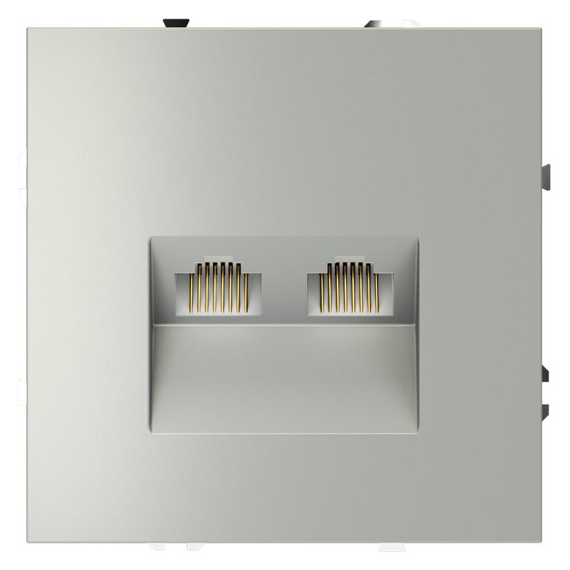 1987285.jpg Розетка компьютерная 2-м СП S70 RJ45 + RJ45 кат.6 механизм сталь Voltum VLS060205 — изображение 1