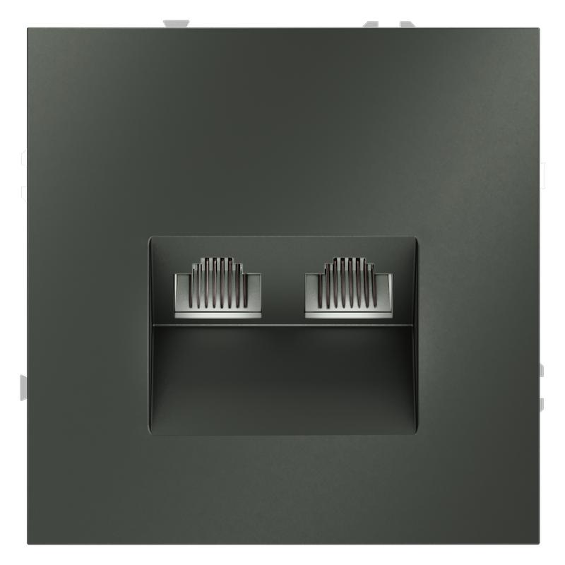 1987286.jpg Розетка компьютерная 2-м СП S70 RJ45 + RJ45 кат.6 механизм титан Voltum VLS060206 — изображение 1