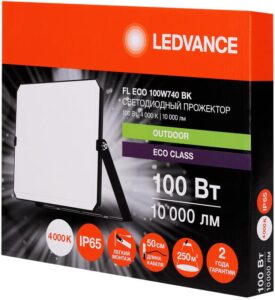 Прожектор светодиодный СДО FL ECO 100W 740 G4 уличный матов. стекло алюм. черн. LEDVANCE 4099854400155 — изображение 2