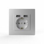 Розетка 1-м СП Pixel IP20 с заземл. с 2-мя заряд. устр. USB тип A+A механизм айс TOKOV ELECTRIC TKE-PX-R1U2A-C34 — изображение 2