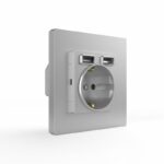 Розетка 1-м СП Pixel с заземл. с 2-мя заряд. устр. USB тип A+A механизм алюм. TOKOV ELECTRIC TKE-PX-R1U2A-C03 — изображение 4