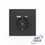 Розетка 1-м СП Pixel IP20 с заземл. с 2-мя заряд. устр. USB тип A+C механизм карбон TOKOV ELECTRIC TKE-PX-R1U2AC-C14 — изображение 3