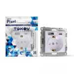 Розетка 1-м СП Pixel IP20 с заземл. с 2-мя заряд. устр. USB тип A+C механизм перламутр. TOKOV ELECTRIC TKE-PX-R1U2AC-C04